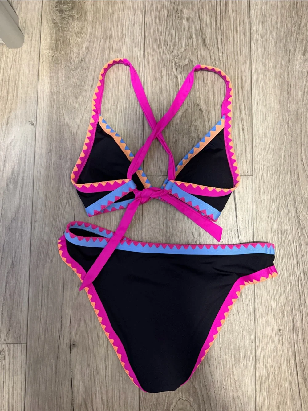 Lucky Brand Black Bikini with Pink, Blue & Orange Trim